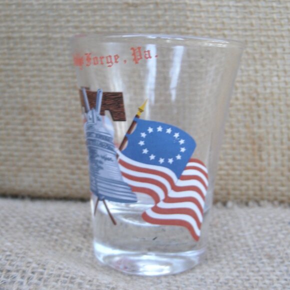 Vintage Valley Forge PA Liberty Bell & Flags Shot Glass - Picture 3 of 13